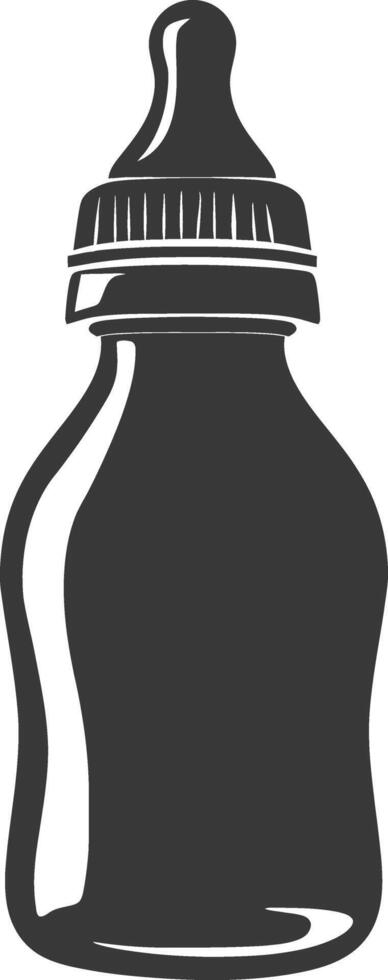 silhouette baby bottle full black color only vector