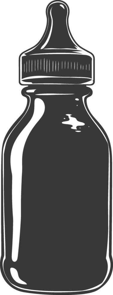 silhouette baby bottle full black color only vector