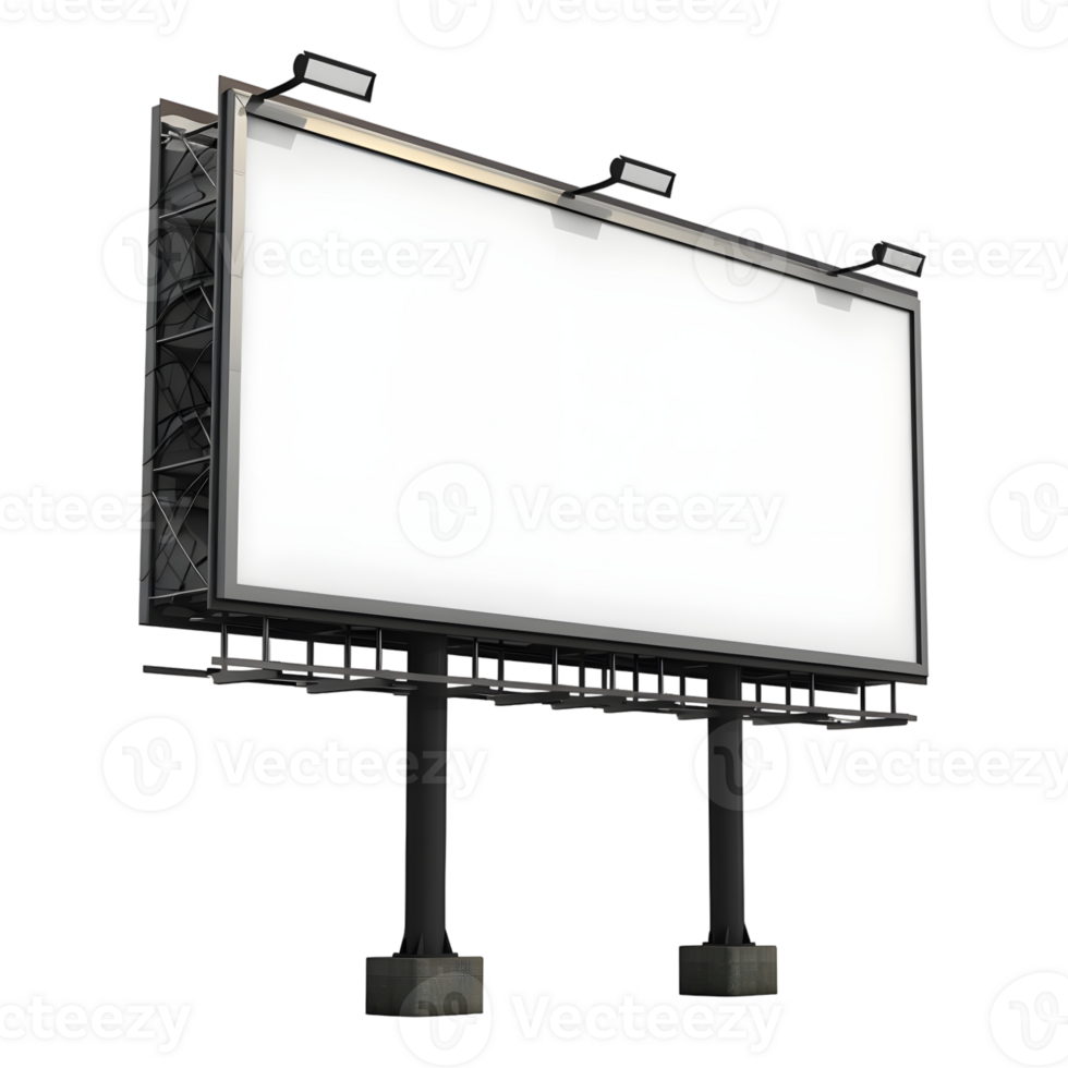 3D Rendering of a Billboard Mockup in the City on Transparent Background png