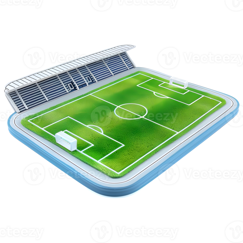 3d renderen van een voetbal stadion isometrische Aan transparant achtergrond png