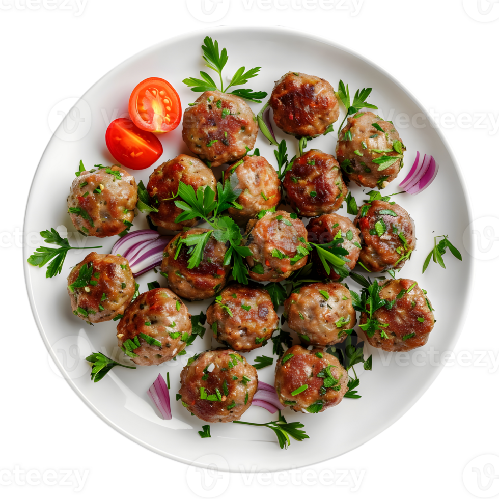 3D Rendering of a Meatballs in a Plate on Transparent Background png