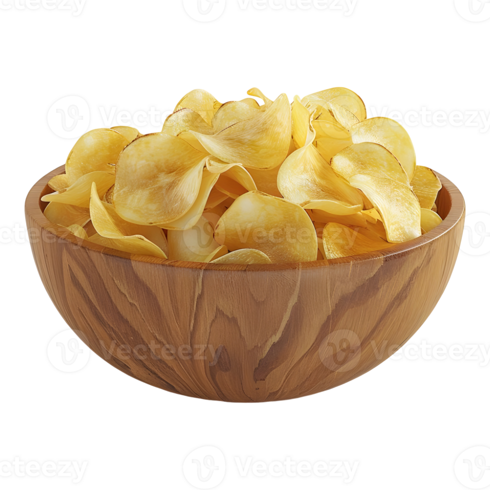 3D Rendering of a Fried Potatoes Slices in a Bowl on Transparent Background png