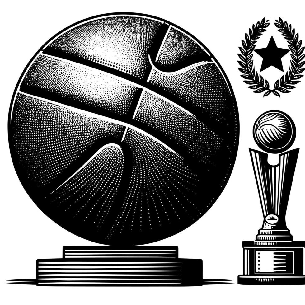 negro y blanco ilustración de un soltero baloncesto vector