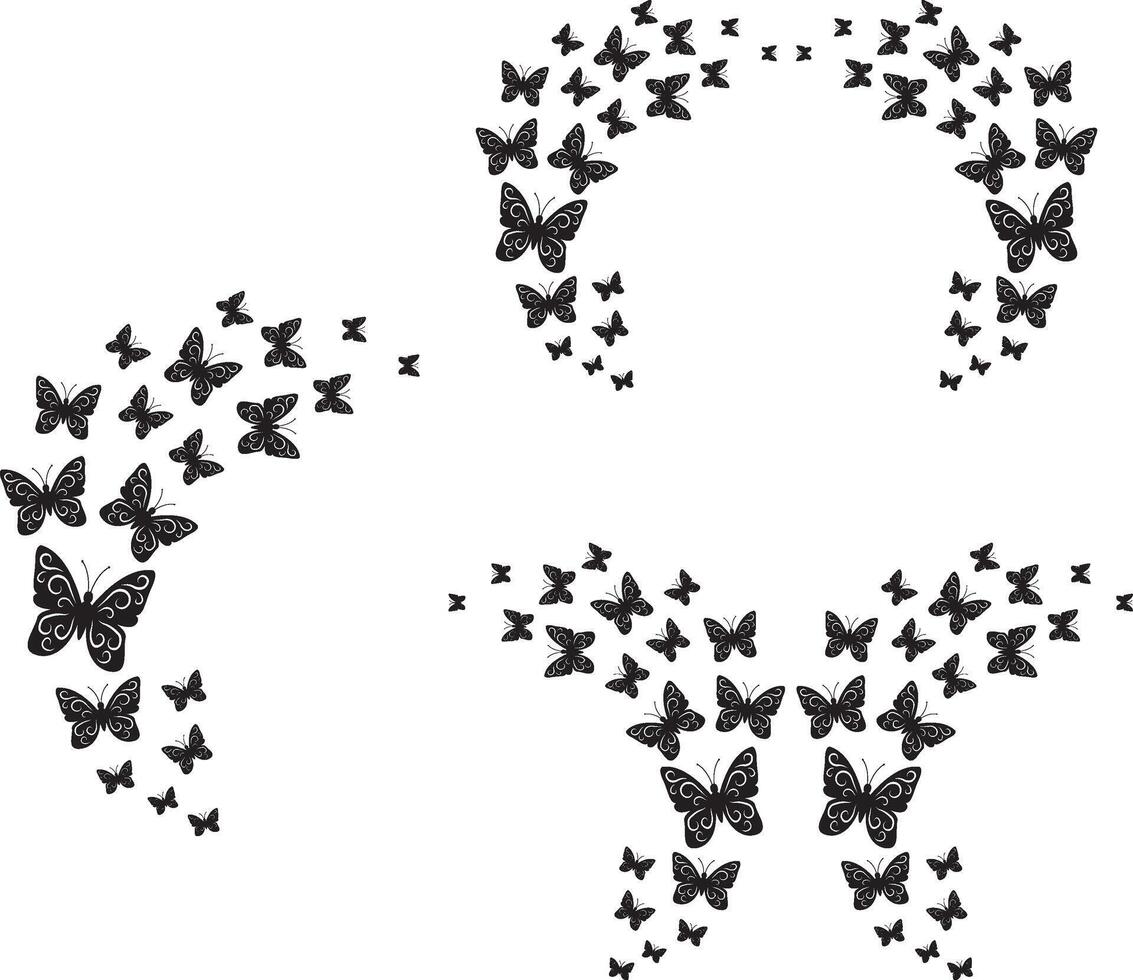 Fluttering Butterflies, Butterfly, Butterfly Swarm, Butterfly Silhouette vector