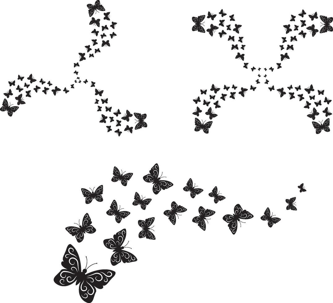 Fluttering Butterflies, Butterfly, Butterfly Swarm, Butterfly Silhouette vector