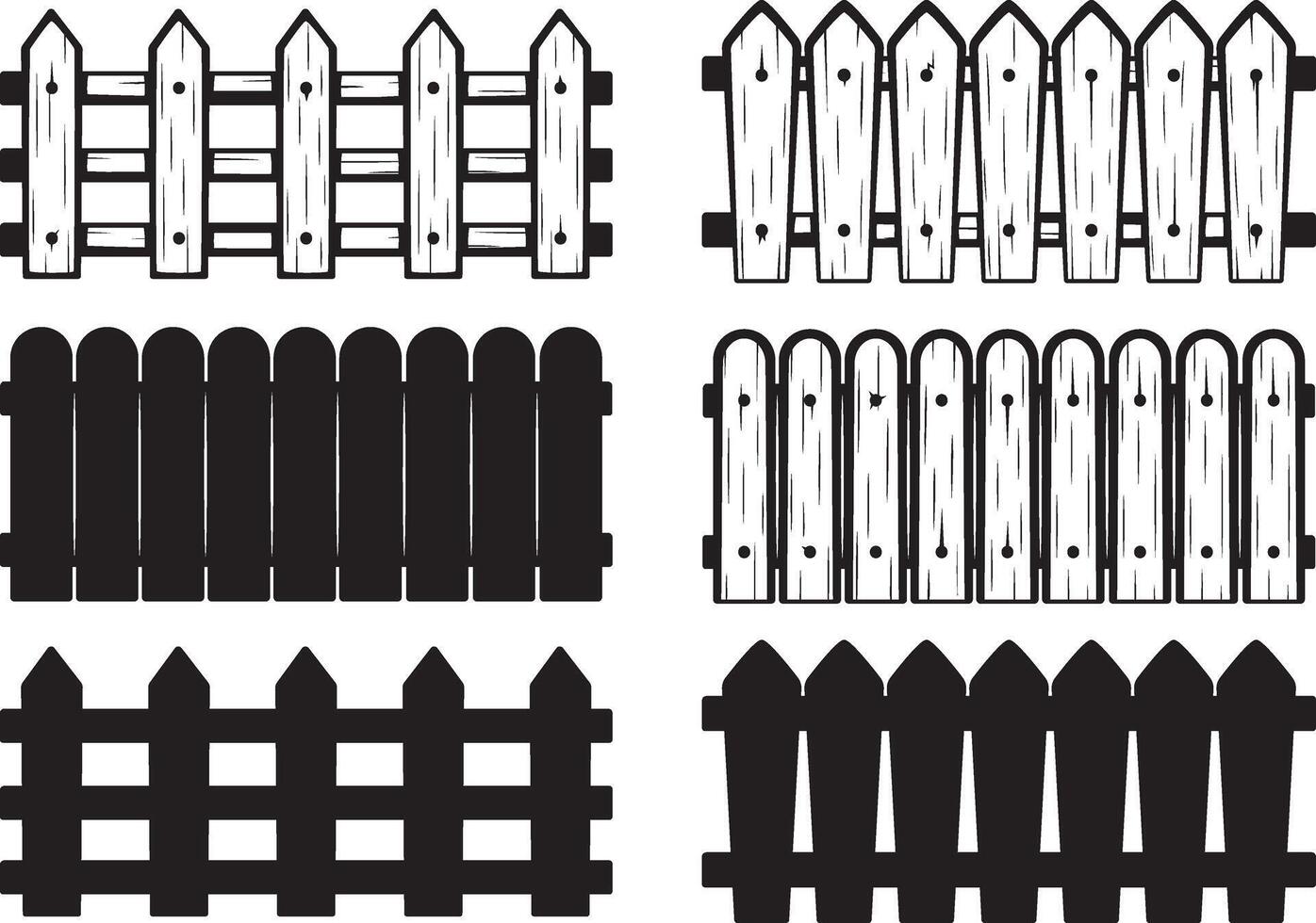 Farm fence, wood fence, fence, fence clipart, fence silhouette, fence cut file vector