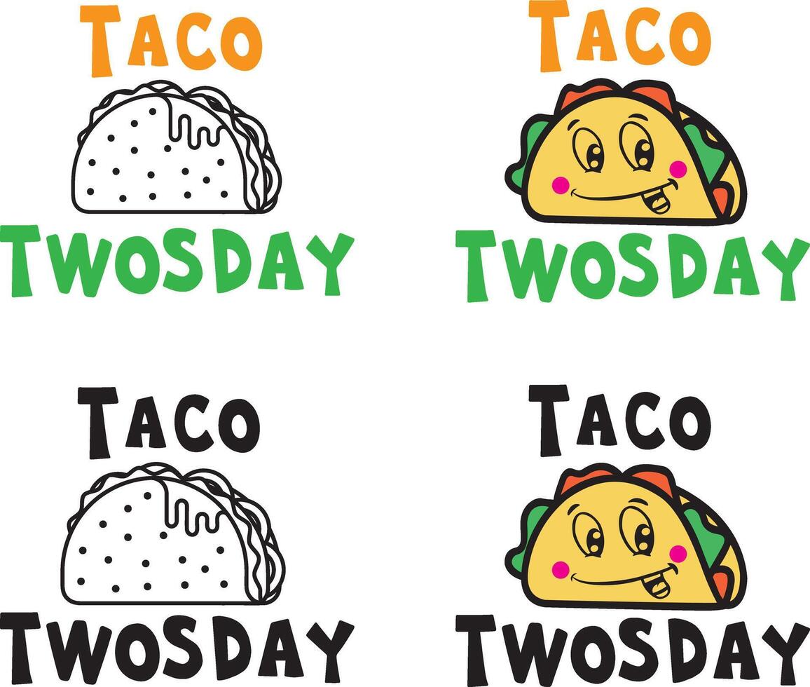 Taco, taco twosday, 2nd birthday, i love tacos vector