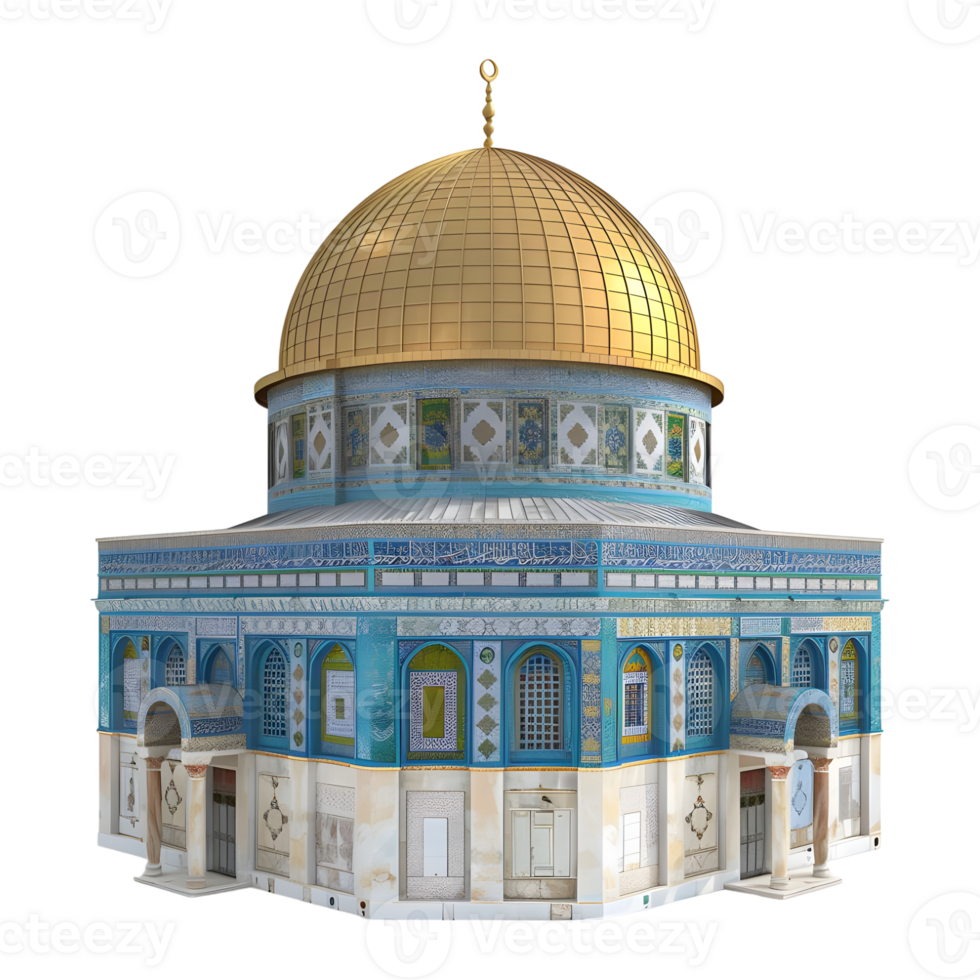 3D Rendering of a Dome of The Rock on Transparent Background png