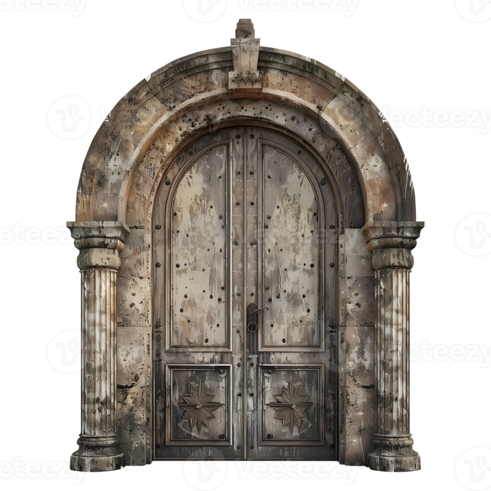 3D Rendering of a Ancient Front Door of Castle on Transparent Background png