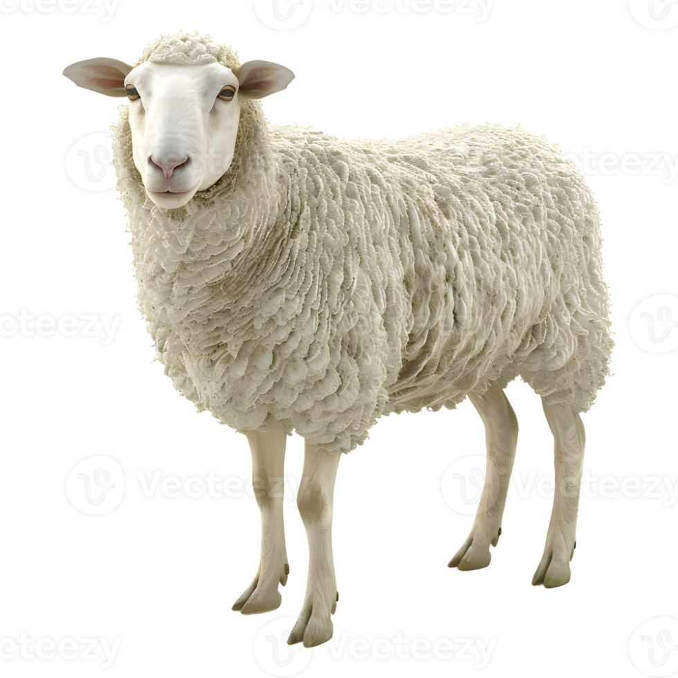 3d renderen van een schapen staand Aan transparant achtergrond png