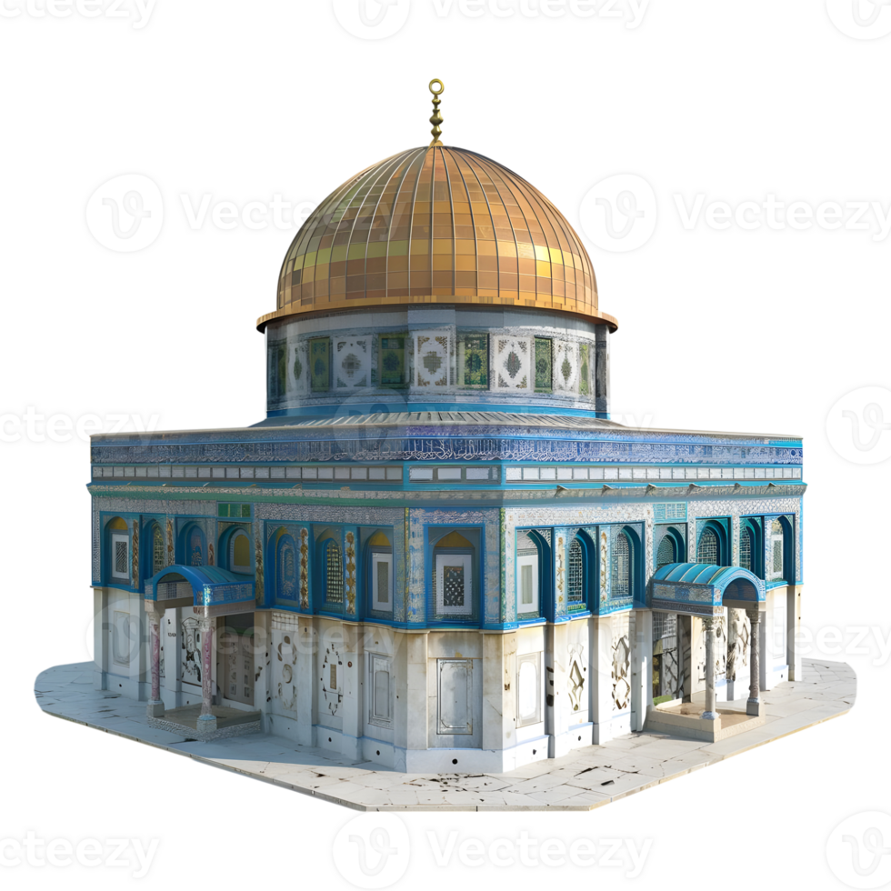 3D Rendering of a Dome of The Rock on Transparent Background png