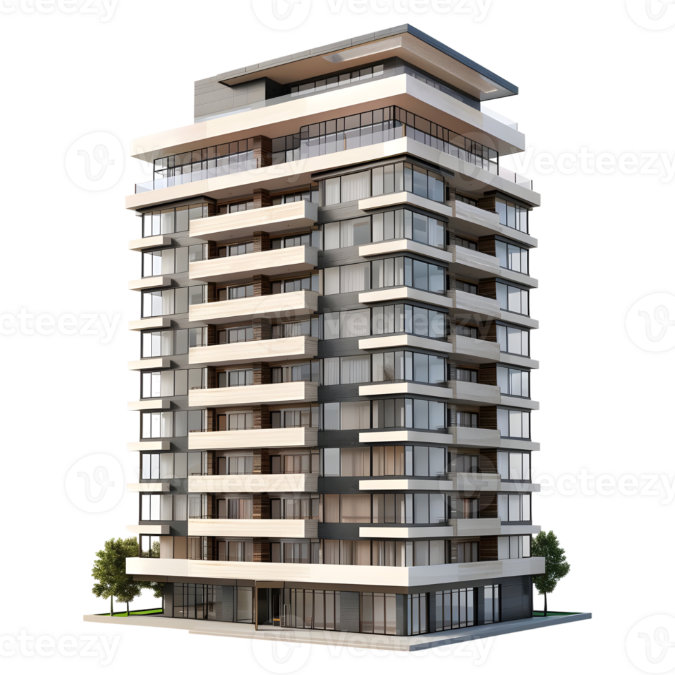 3D Rendering of a Residential Building on Transparent Background png