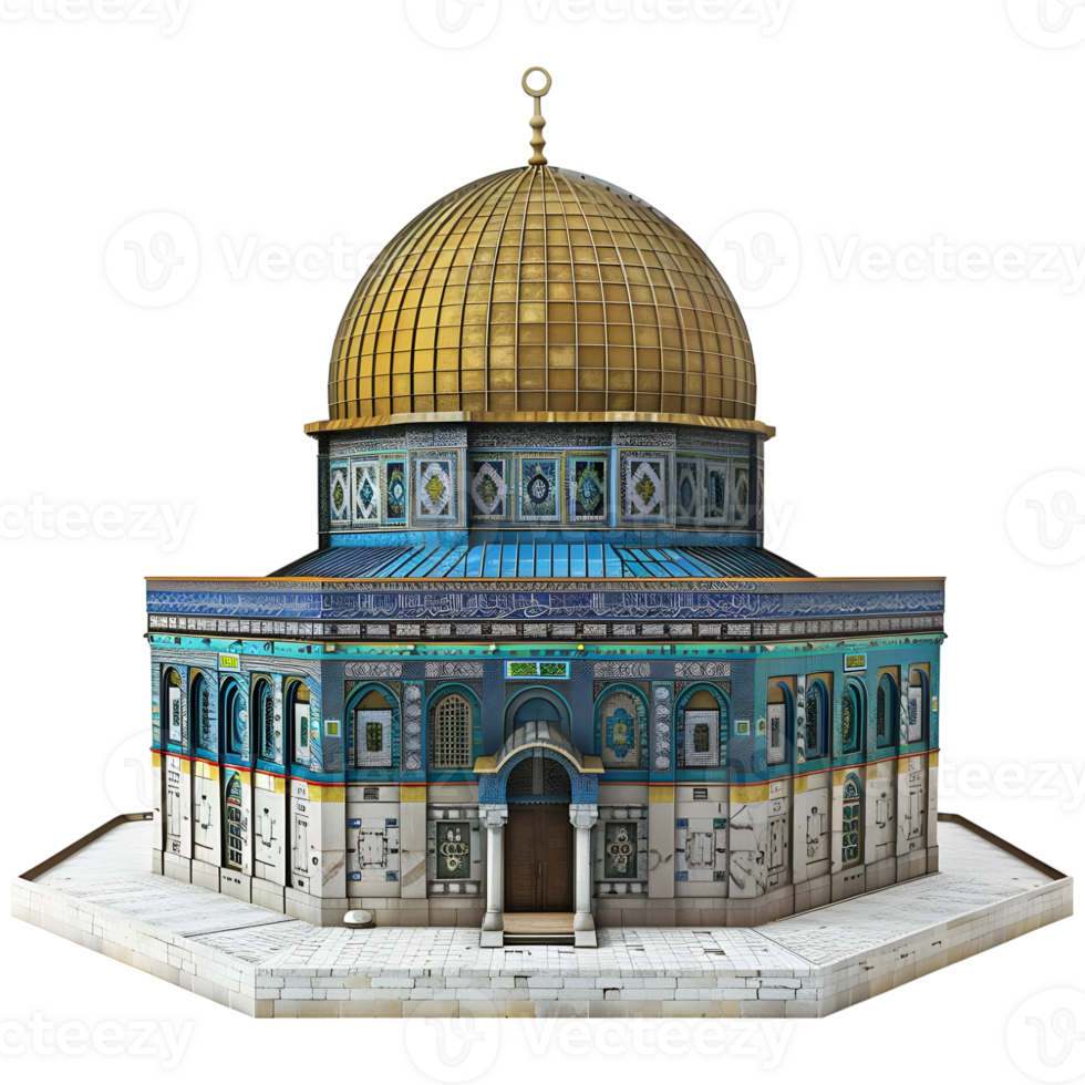3D Rendering of a Dome of The Rock on Transparent Background png