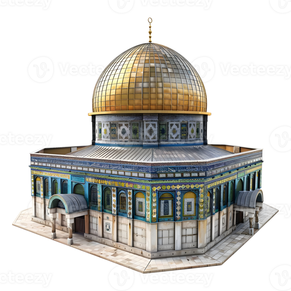 3D Rendering of a Dome of The Rock on Transparent Background png