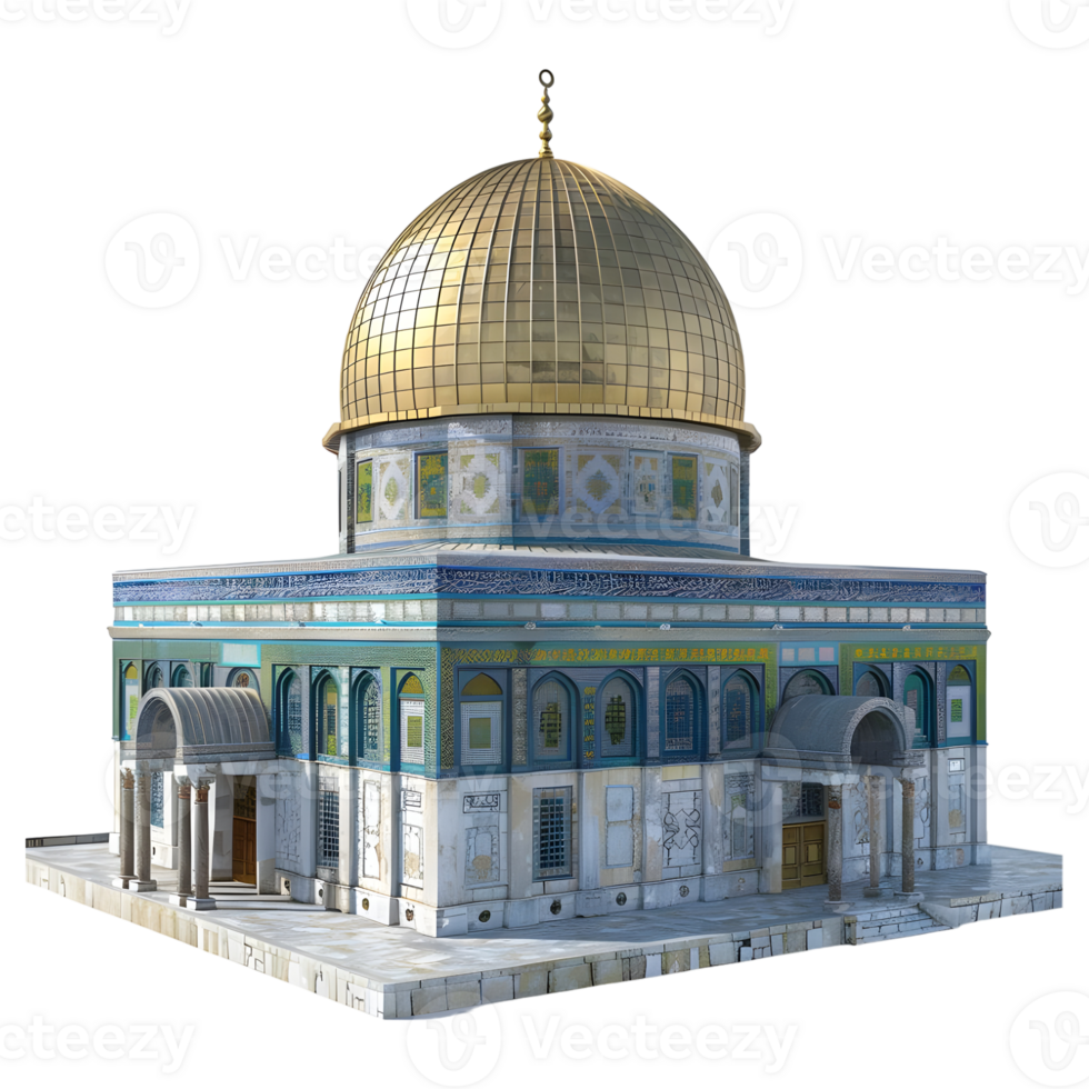 3D Rendering of a Dome of The Rock on Transparent Background png