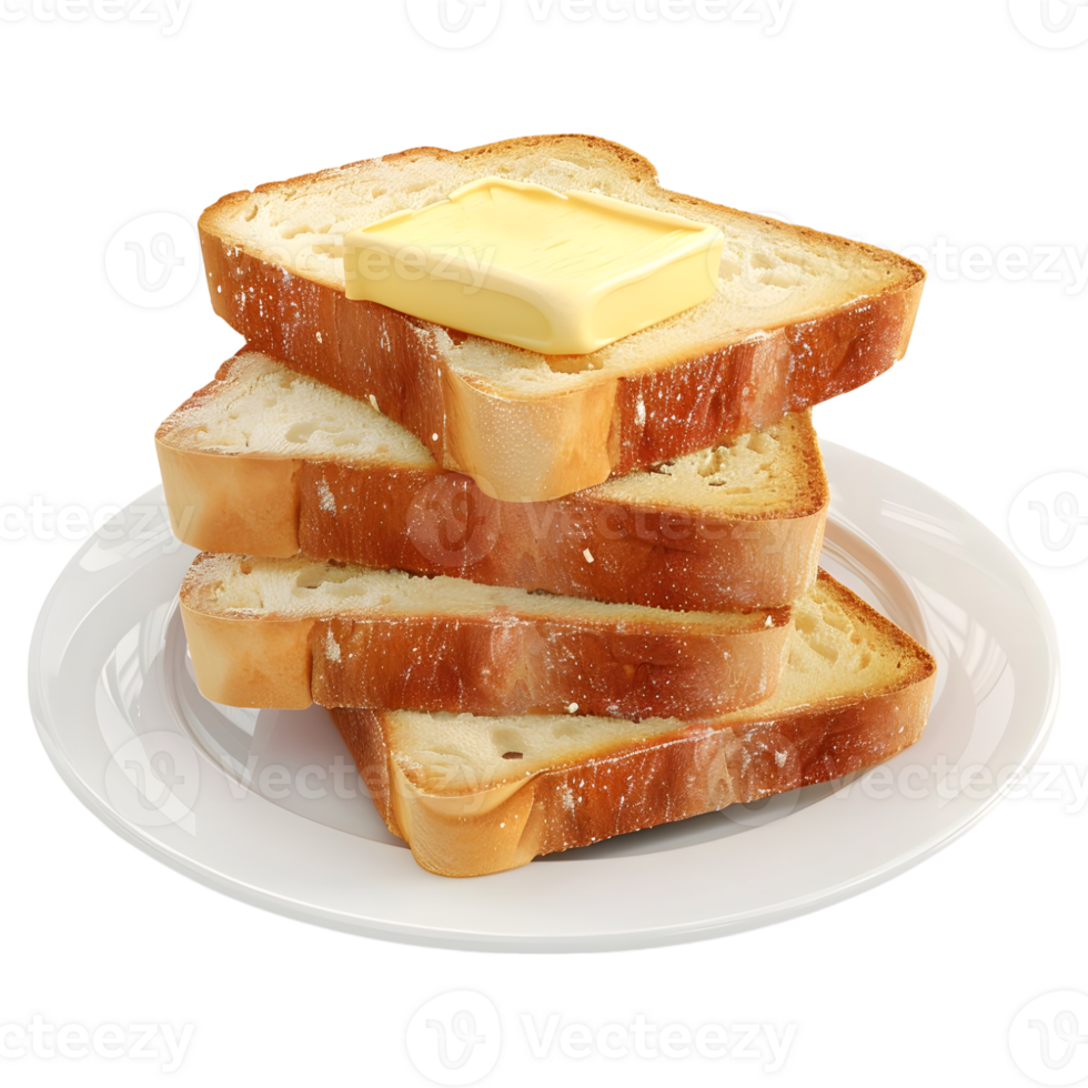 Stack of Breads with Butter on it on Transparent background png