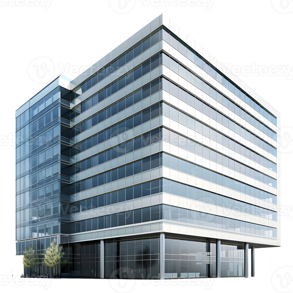 3d representación de un vaso edificio rascacielos en transparente antecedentes png