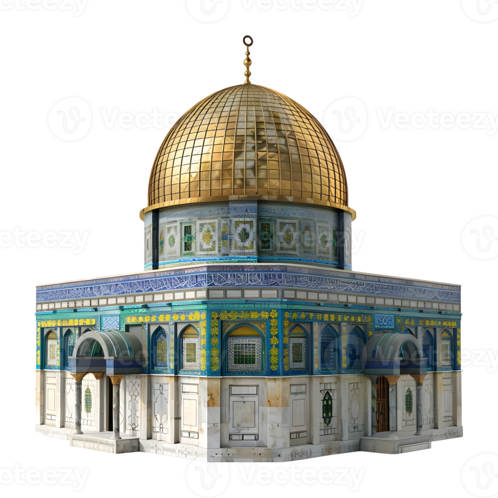 3D Rendering of a Dome of The Rock on Transparent Background png