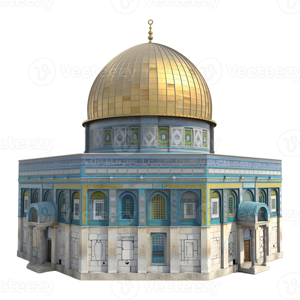 3D Rendering of a Dome of The Rock on Transparent Background png