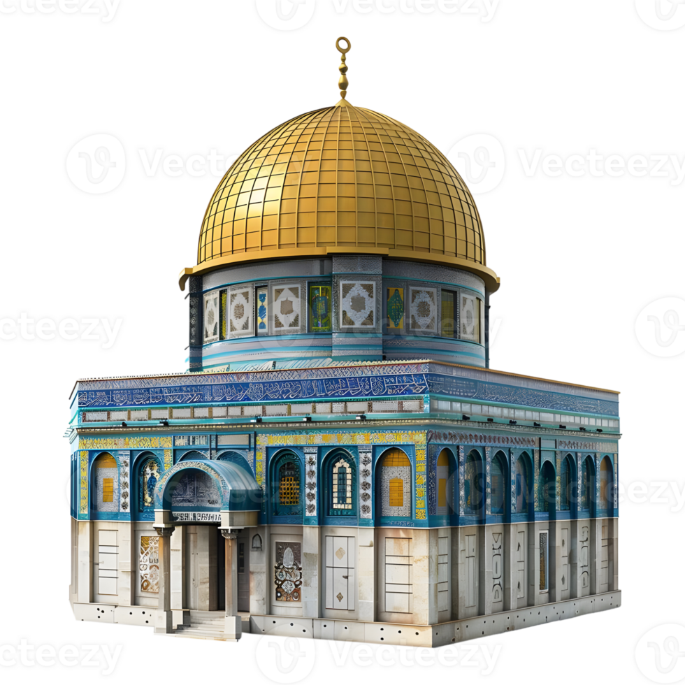 3D Rendering of a Dome of The Rock on Transparent Background png