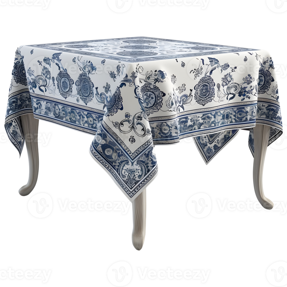 3D Rendering of a Wooden Dining Table with Cloth On it on Transparent Background png