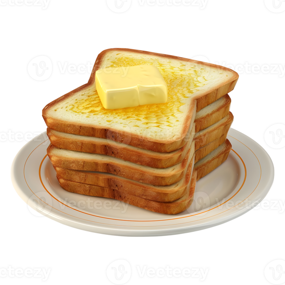 Stack of Breads with Butter on it on Transparent background png