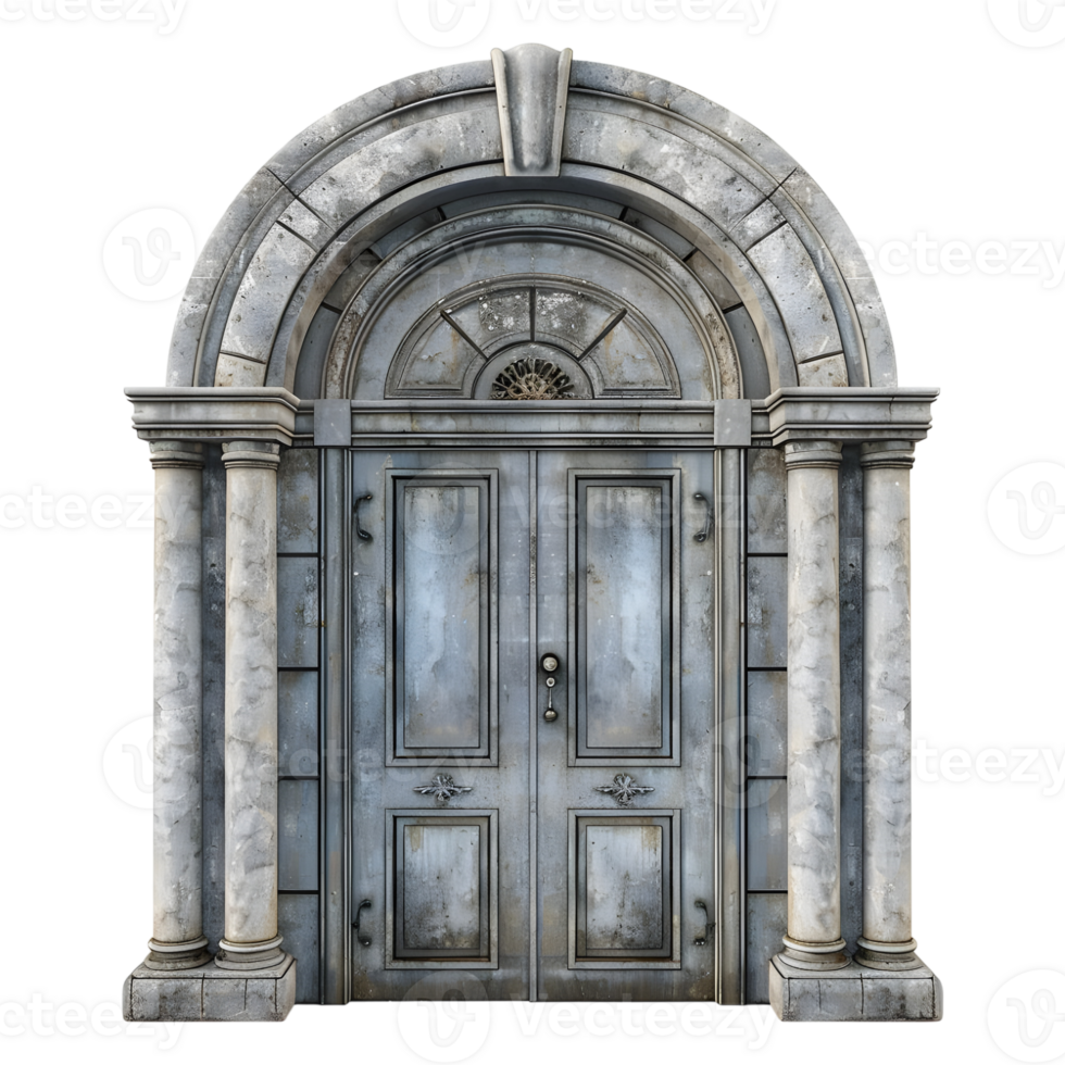 3D Rendering of a Ancient Front Door of Castle on Transparent Background png