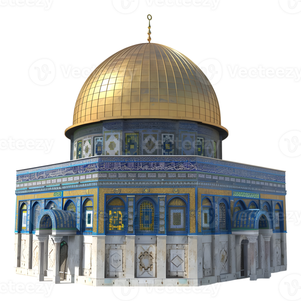 3D Rendering of a Dome of The Rock on Transparent Background png