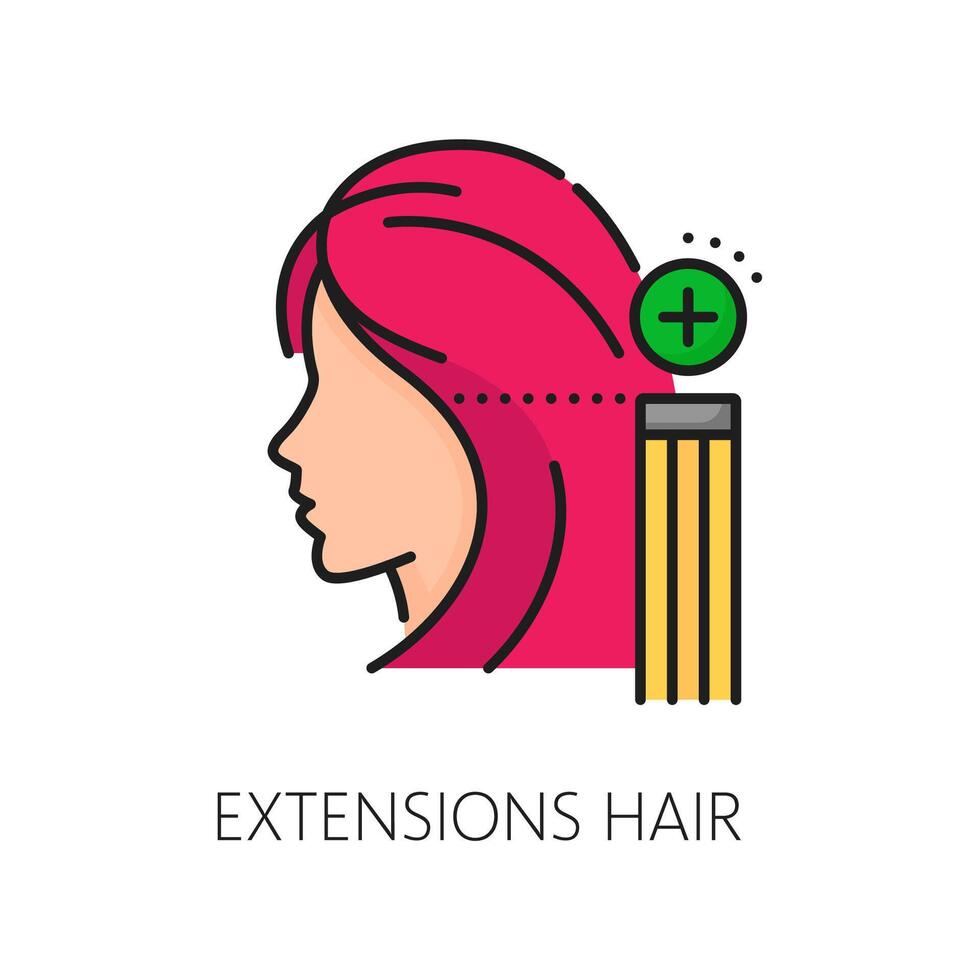 Hair extensions care and treatment line color icon vector