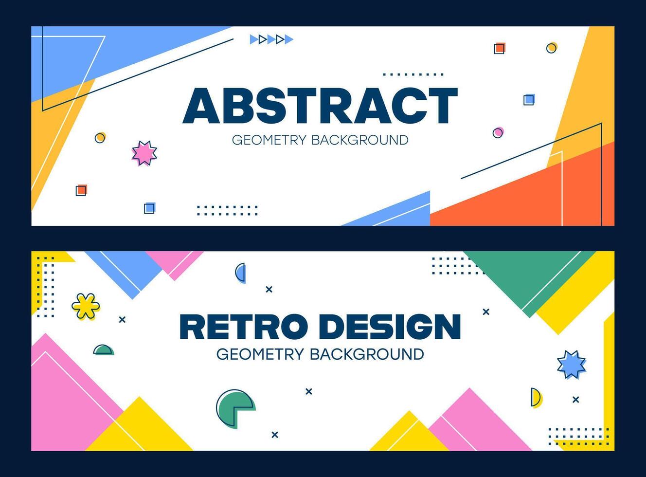 Abstract modern geometric Memphis flyers, banners vector