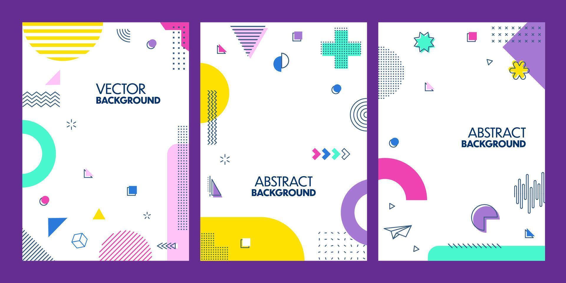 Modern geometric posters with Memphis shapes vector