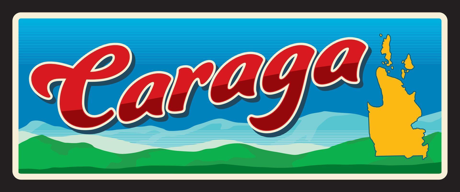 Caraga region in Philippines, vintage travel plate vector