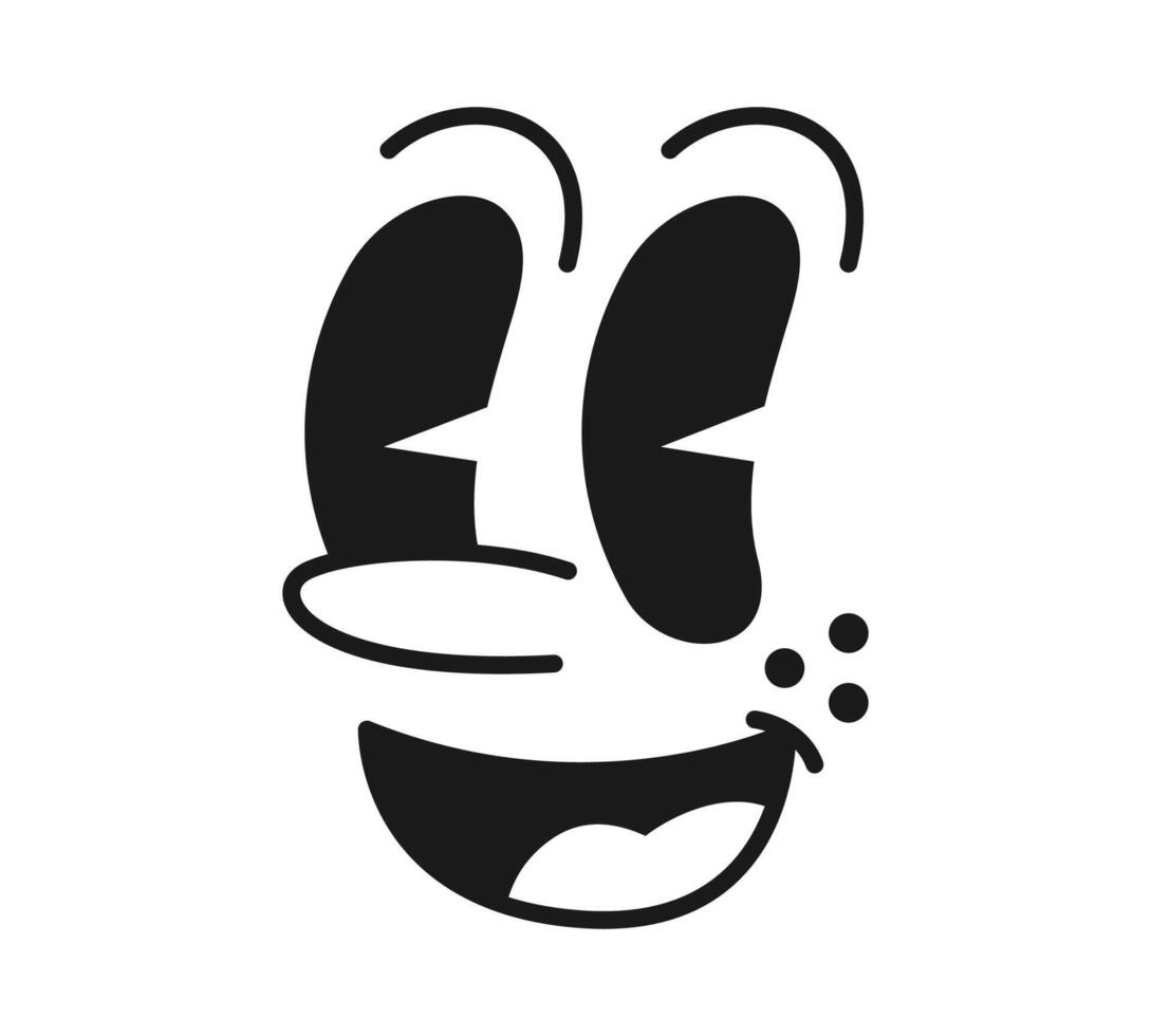 Cartoon face, groovy emoji with funny comic eyes vector