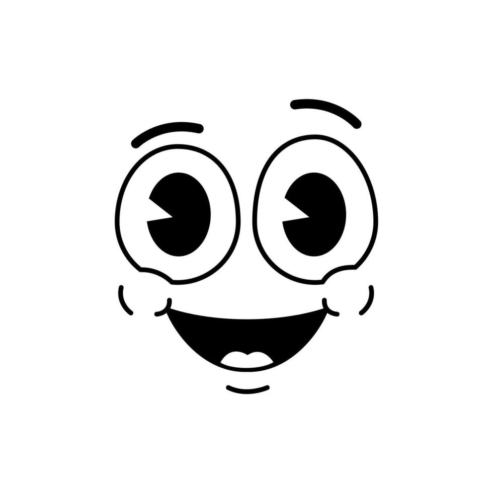 Cartoon funny groovy smiling face retro cute emoji vector