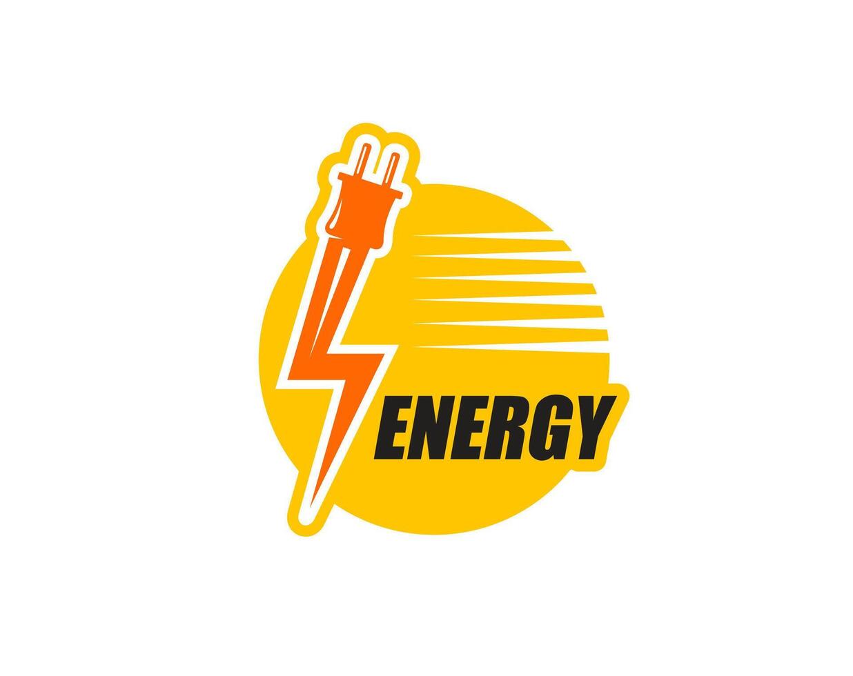Electric energy icon, power plug, lightning cable vector