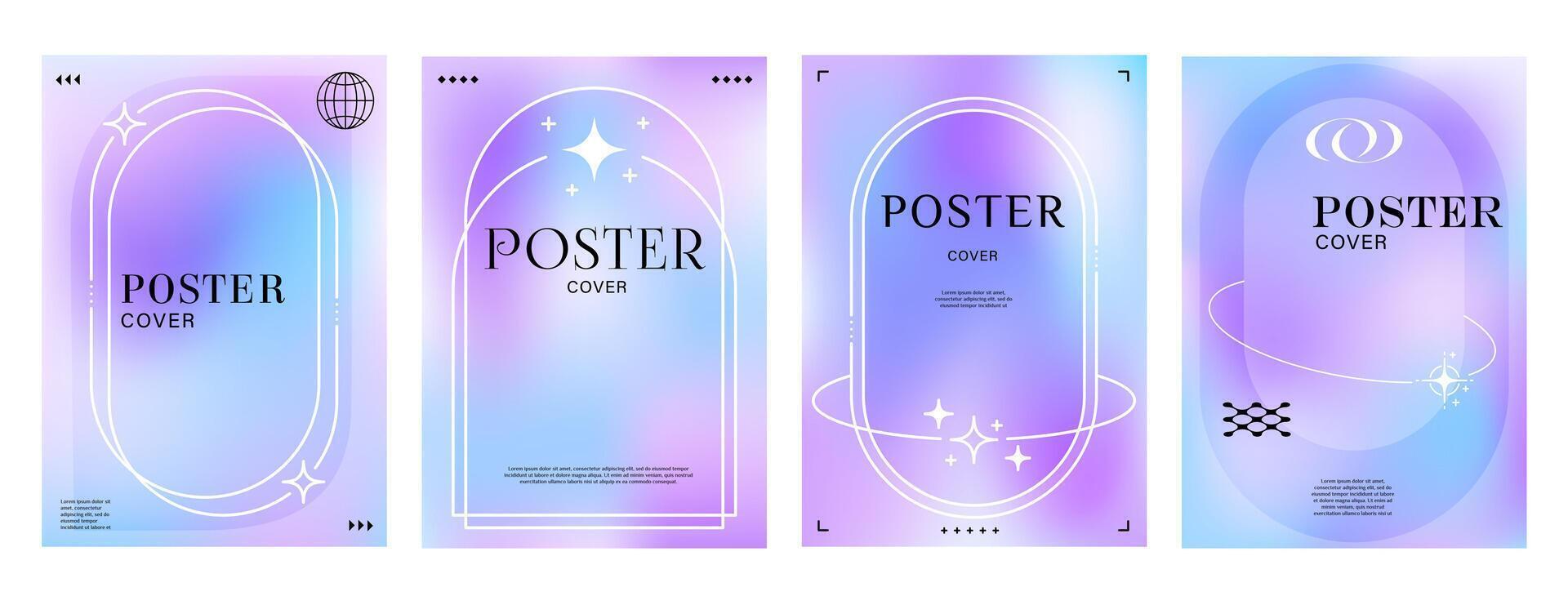 Aesthetic blur purple gradient Y2K modern posters vector