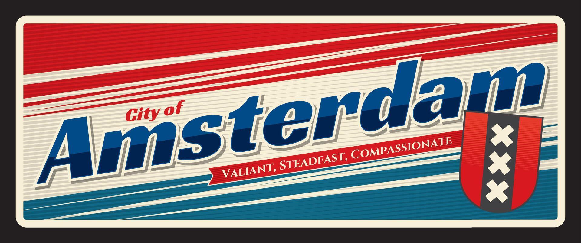 Amsterdam, Breda, Eindhoven, Dutch travel stickers vector