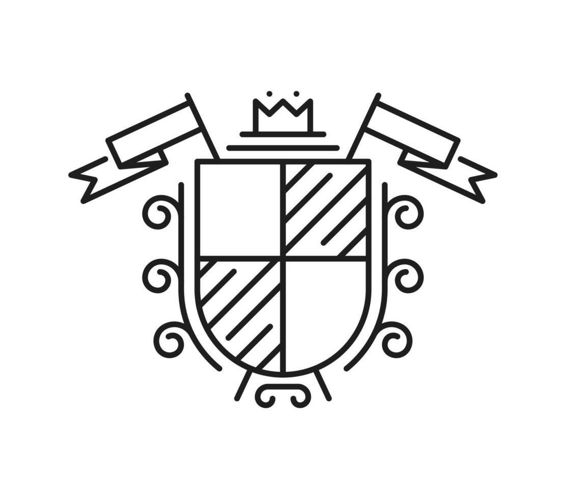 Medieval line heraldry coat of arms outline emblem vector