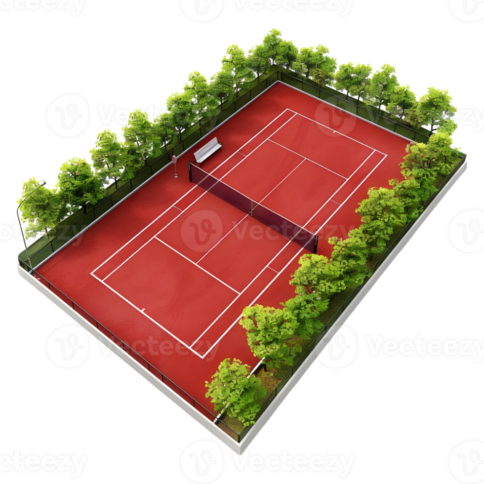 3D Rendering of a Tennis Stadium or Court on Transparent Background png