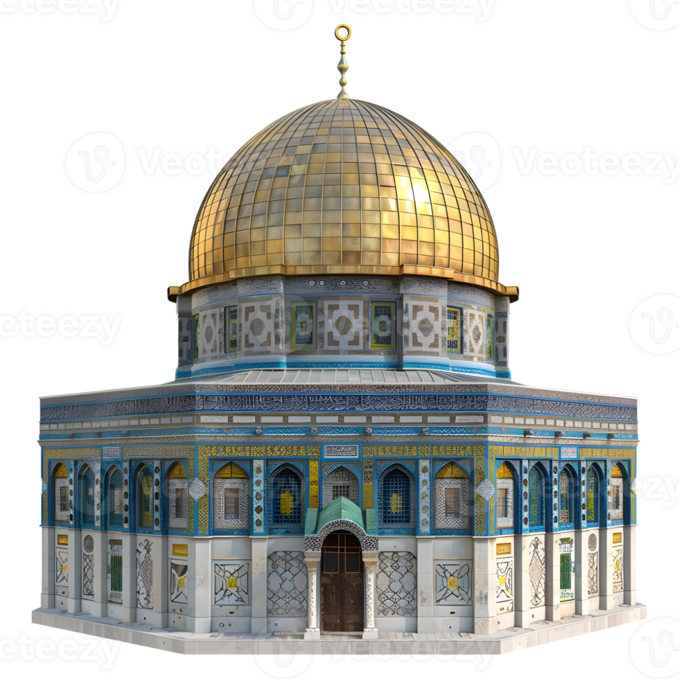 3D Rendering of a Dome of The Rock on Transparent Background png