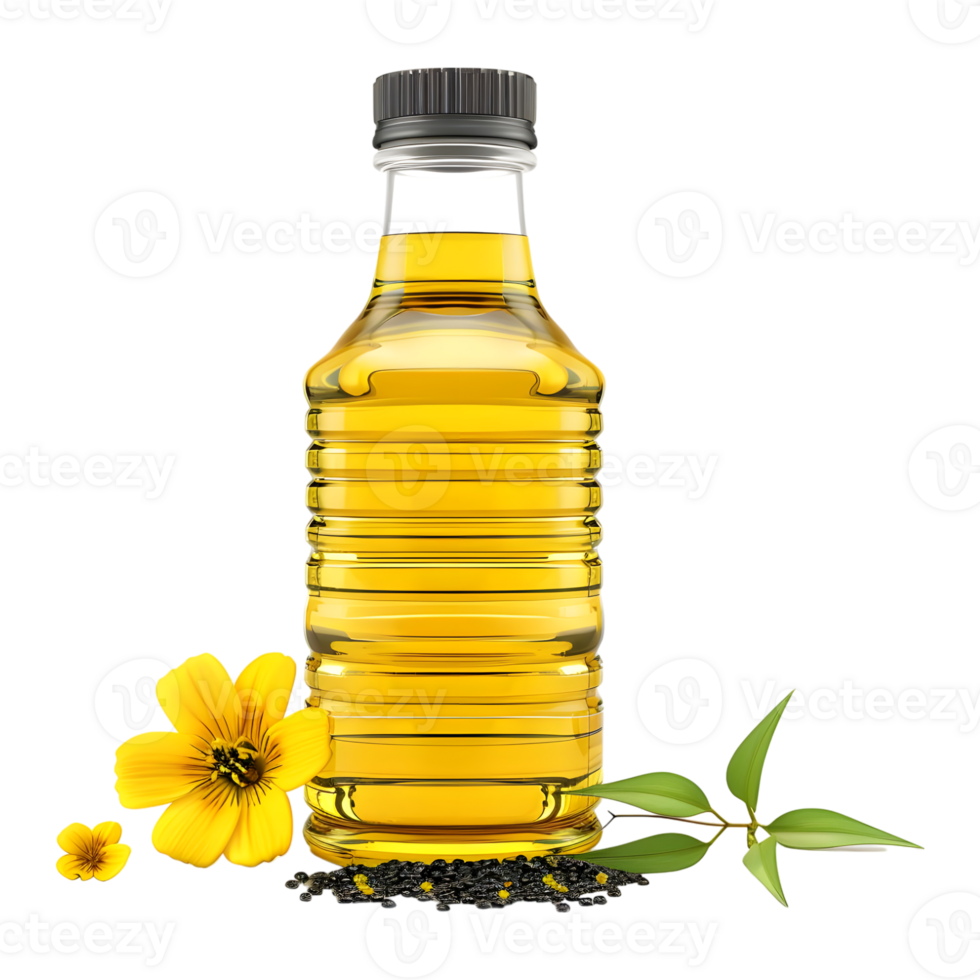 3D Rendering of a Sunflower Oil Bottle on Transparent Background png