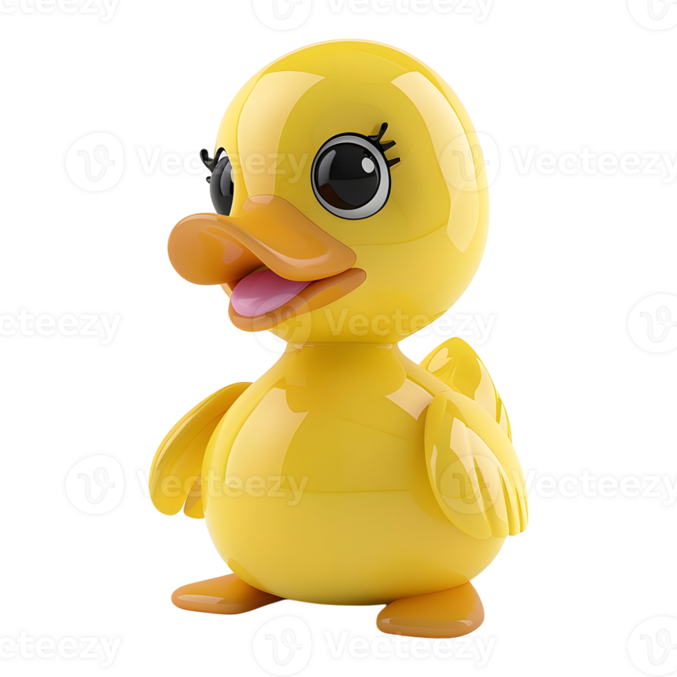 3D Rendering of a Yellow Duck Toy on Transparent Background png