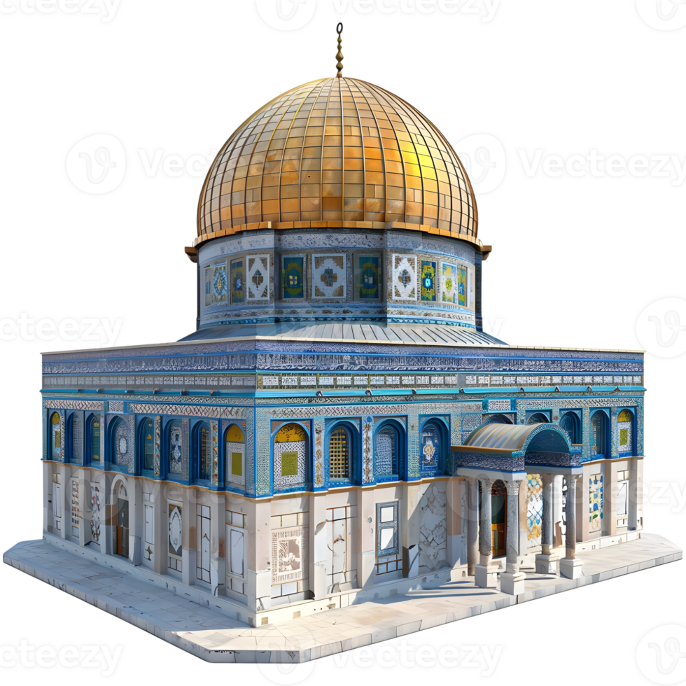 3D Rendering of a Dome of The Rock on Transparent Background png