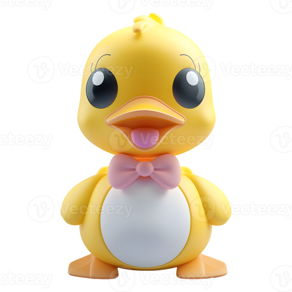 3D Rendering of a Yellow Duck Toy on Transparent Background png