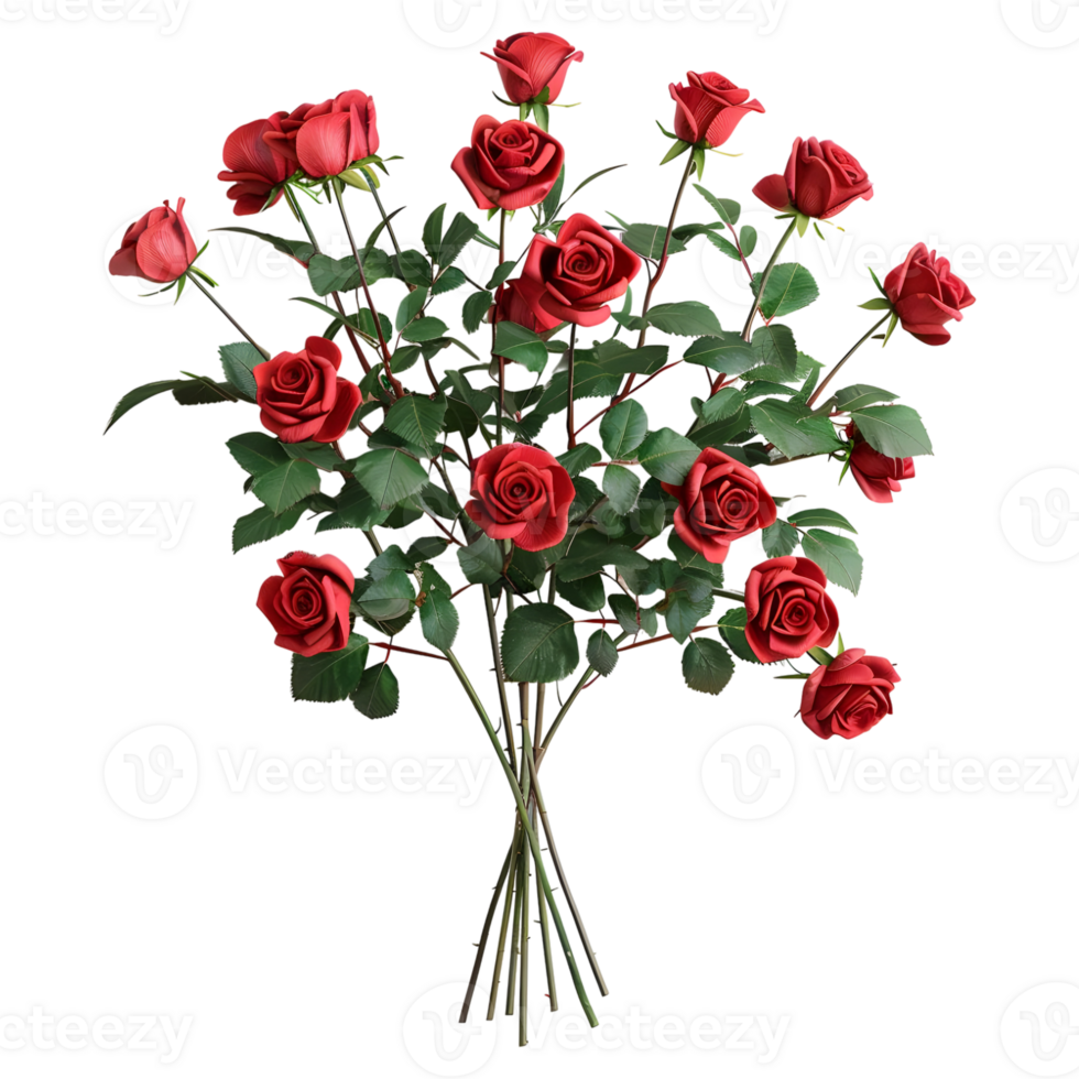 3D Rendering of a Red Rose Flower Bokeh on Transparent Background png