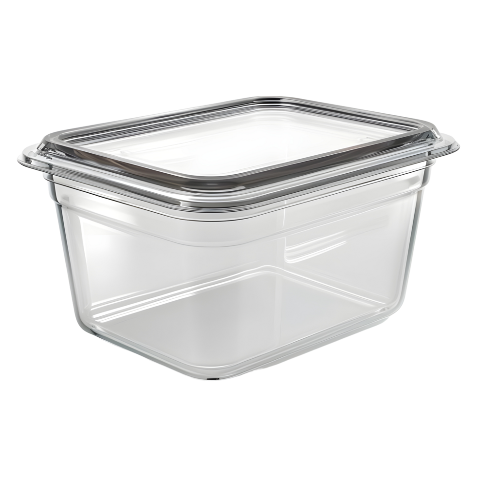3D Rendering of a Plastic Blank Box Container on Transparent Background png