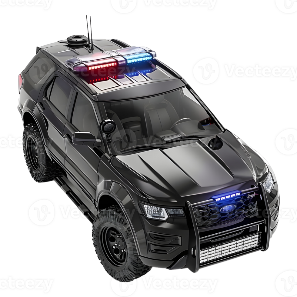 3D Rendering of a Police Mobile or Van on Transparent Background png
