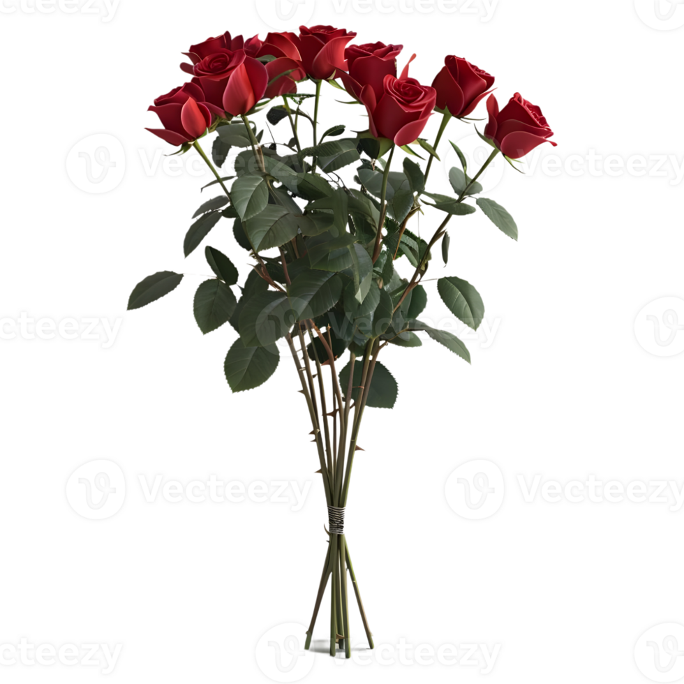 3D Rendering of a Red Rose Flower Bokeh on Transparent Background png