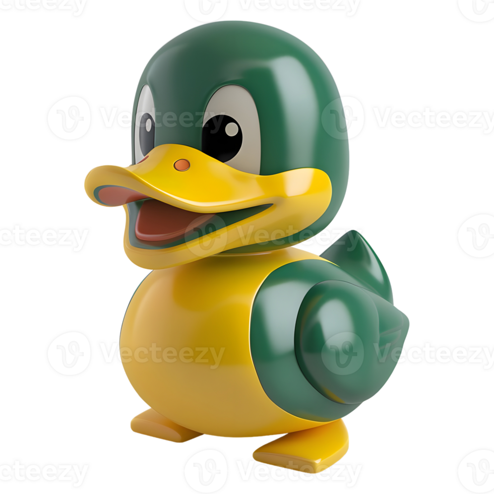 3D Rendering of a Yellow Duck Toy on Transparent Background png