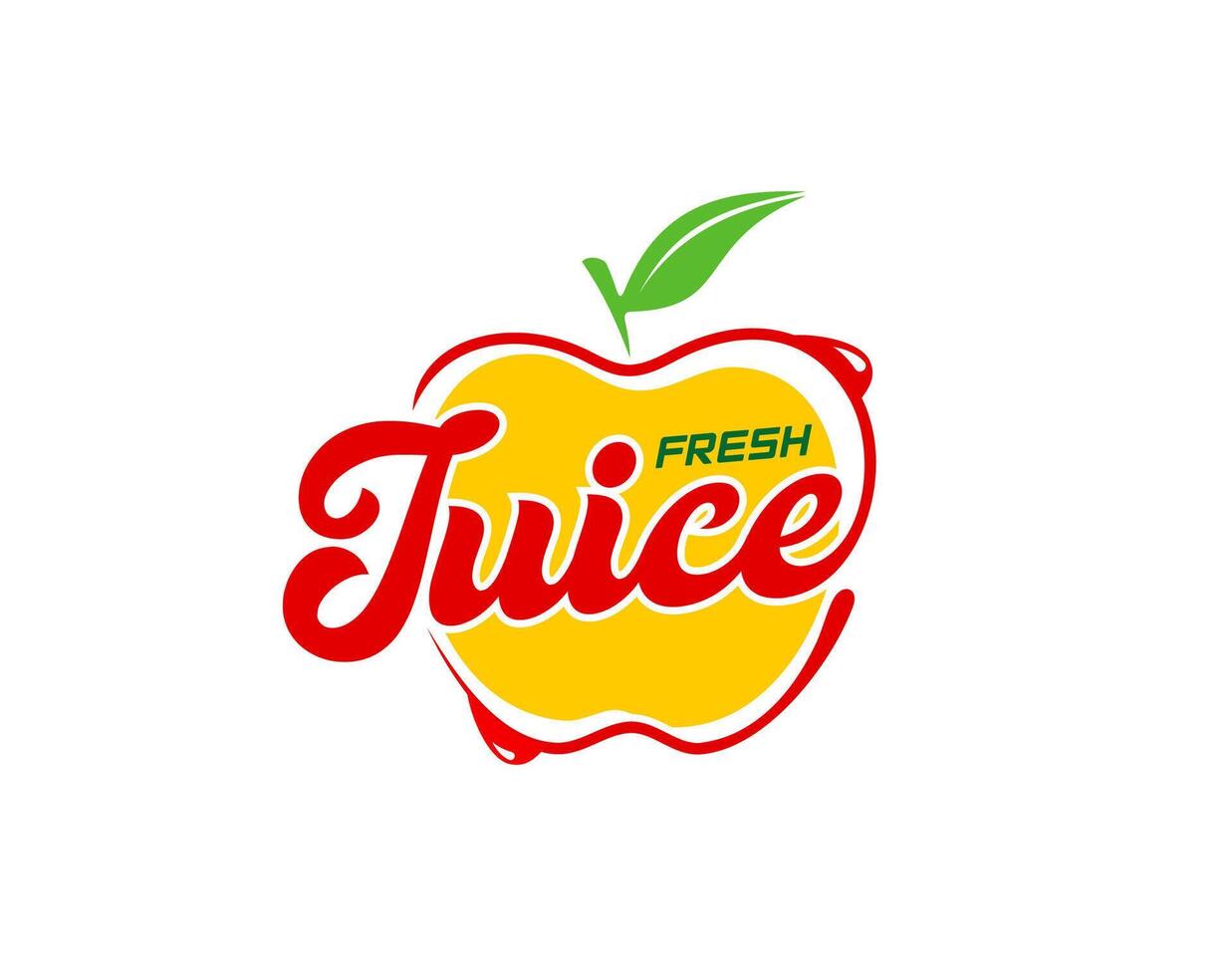 Apple juice icon or fresh fruit drink label vector